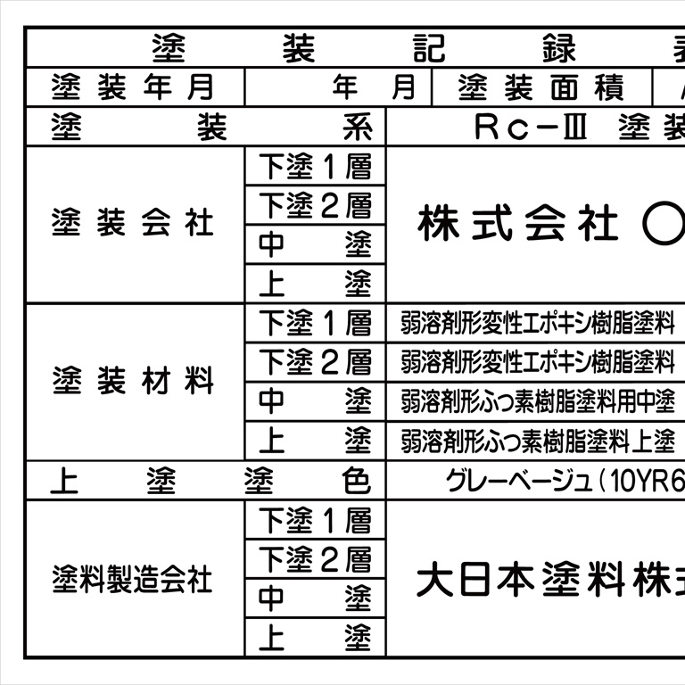 塗装記録表